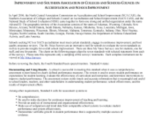 Aligning Accreditation Standards to Quaglia School Voice Surveys: North Central Association Commission on Accreditation and School Improvement
