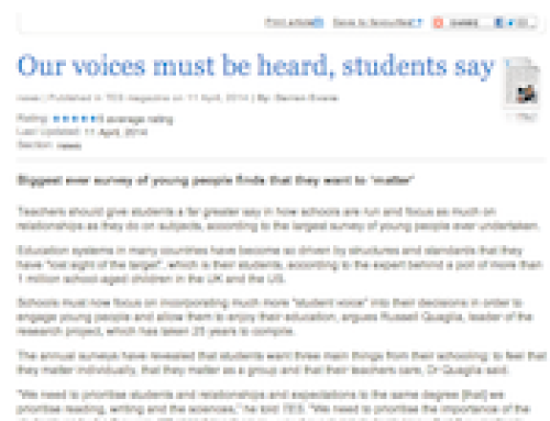 TES Connect Article on Student Voice